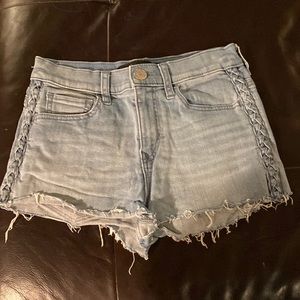 Express denim shorts - size 0 - braided side detail
